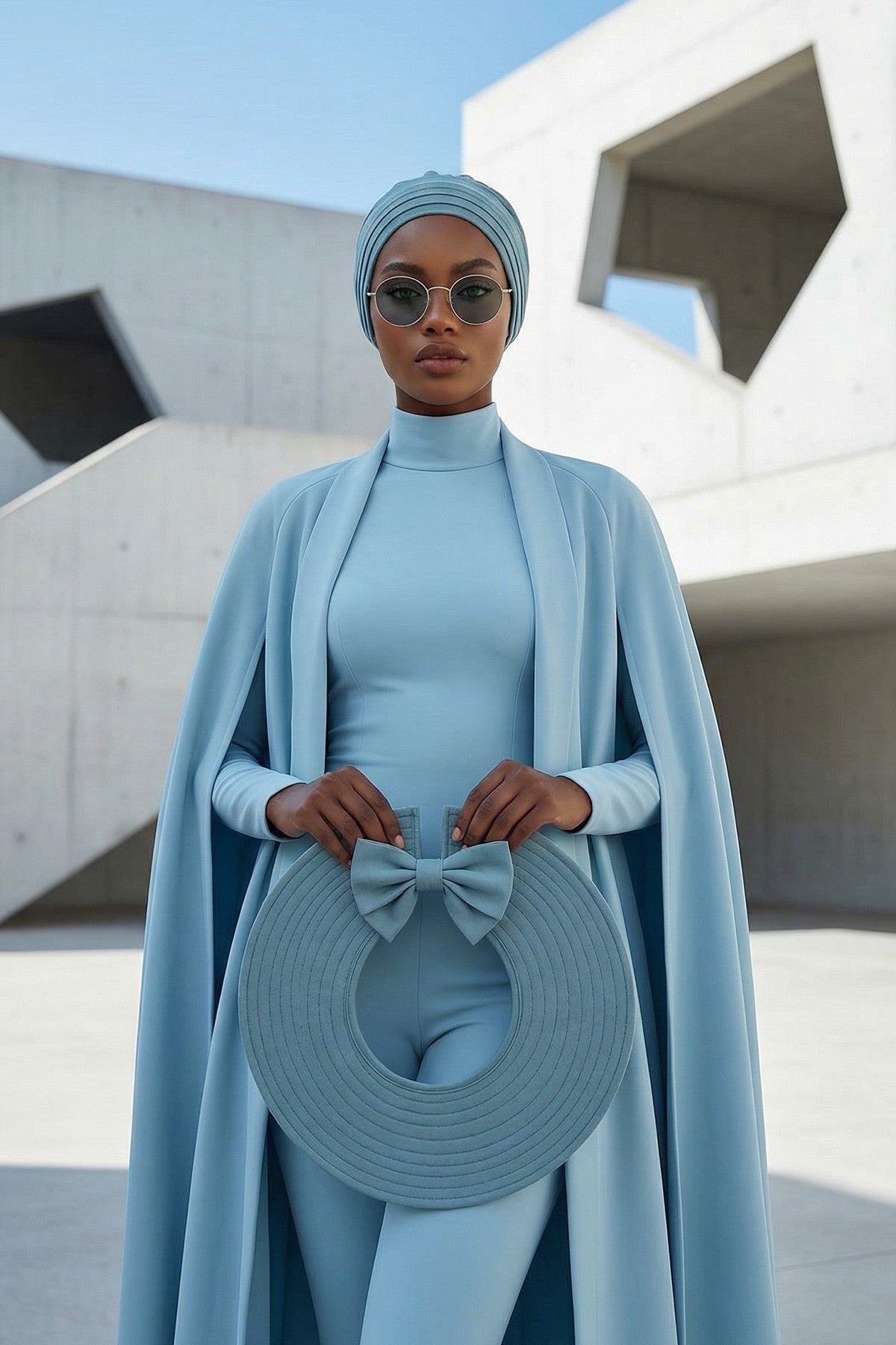 Modest Sun Protective Turban Bonnet with Removable Bow Brim for Women, 2-in-1 Hijab Hat with Removable Brim,S-4 Dark Mint