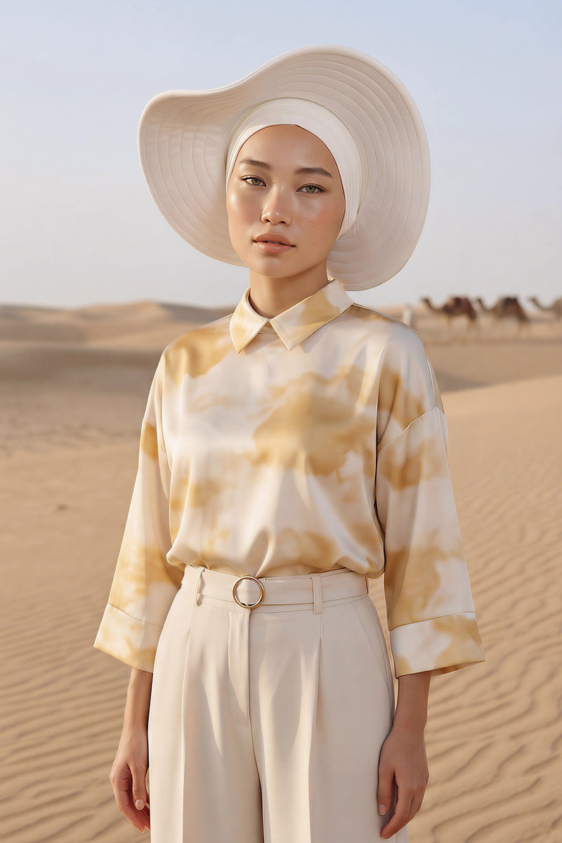 Modest Sun Protective Turban Bonnet with Removable Bow Brim for Women, 2-in-1 Hijab Hat with Removable Brim,S-4