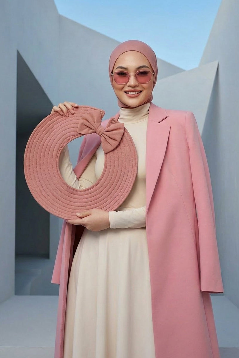 Modest Sun Protective Turban Bonnet with Removable Bow Brim for Women, 2-in-1 Hijab Ninja Cap with Removable Brim,S-5