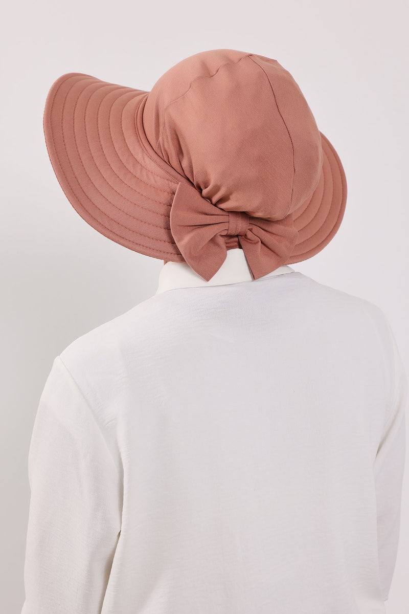 Modest Sun Protective Turban Bonnet with Removable Bow Brim for Women, 2-in-1 Hijab Ninja Cap with Removable Brim,S-5