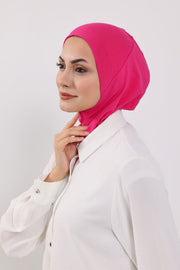 Modest Sun Protective Turban Bonnet with Removable Bow Brim for Women, 2-in-1 Hijab Ninja Cap with Removable Brim,S-5 Fuchsia