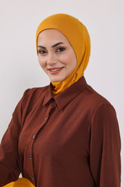 Modest Sun Protective Turban Bonnet with Removable Bow Brim for Women, 2-in-1 Hijab Ninja Cap with Removable Brim,S-5 Mustard Yellow