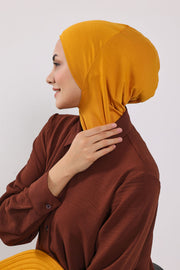 Modest Sun Protective Turban Bonnet with Removable Bow Brim for Women, 2-in-1 Hijab Ninja Cap with Removable Brim,S-5 Mustard Yellow