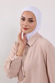 Modest Sun Protective Turban Bonnet with Removable Bow Brim for Women, 2-in-1 Hijab Ninja Cap with Removable Brim,S-5 White
