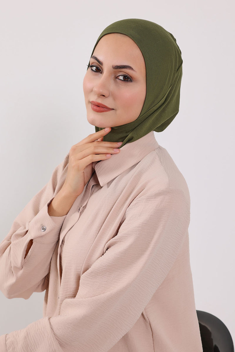 Modest Sun Protective Turban Bonnet with Removable Bow Brim for Women, 2-in-1 Hijab Ninja Cap with Removable Brim,S-5 Army Green