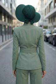 Modest Sun Protective Turban Bonnet with Removable Bow Brim for Women, 2-in-1 Hijab Ninja Cap with Removable Brim,S-5 Green