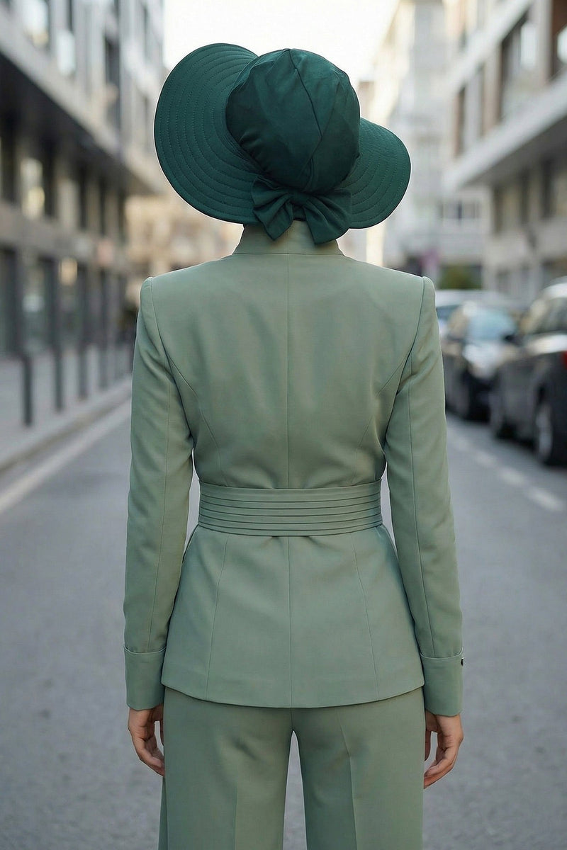 Modest Sun Protective Turban Bonnet with Removable Bow Brim for Women, 2-in-1 Hijab Ninja Cap with Removable Brim,S-5 Green