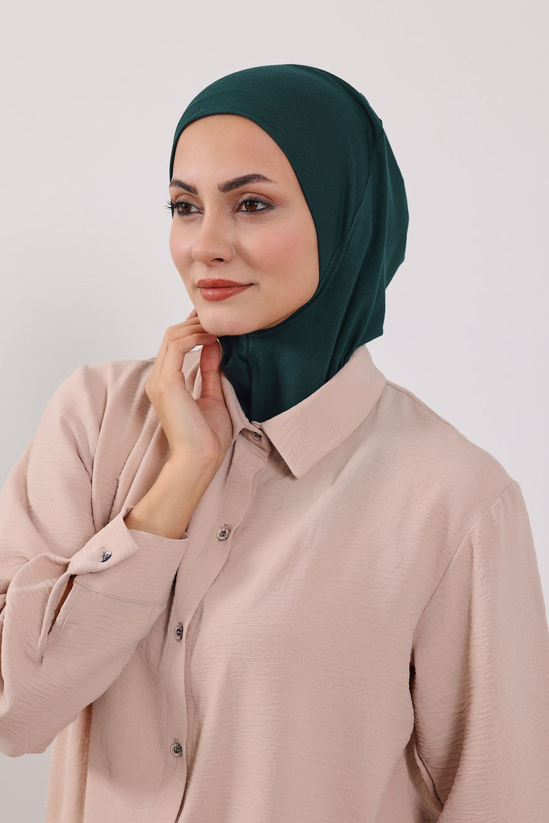 Modest Sun Protective Turban Bonnet with Removable Bow Brim for Women, 2-in-1 Hijab Ninja Cap with Removable Brim,S-5 Green