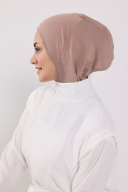 Modest Sun Protective Turban Bonnet with Removable Bow Brim for Women, 2-in-1 Hijab Ninja Cap with Removable Brim,S-5 Mink