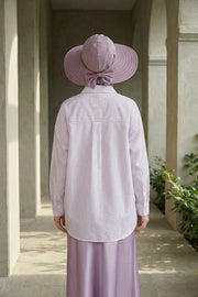 Modest Sun Protective Turban Bonnet with Removable Bow Brim for Women, 2-in-1 Hijab Ninja Cap with Removable Brim,S-5 Lilac