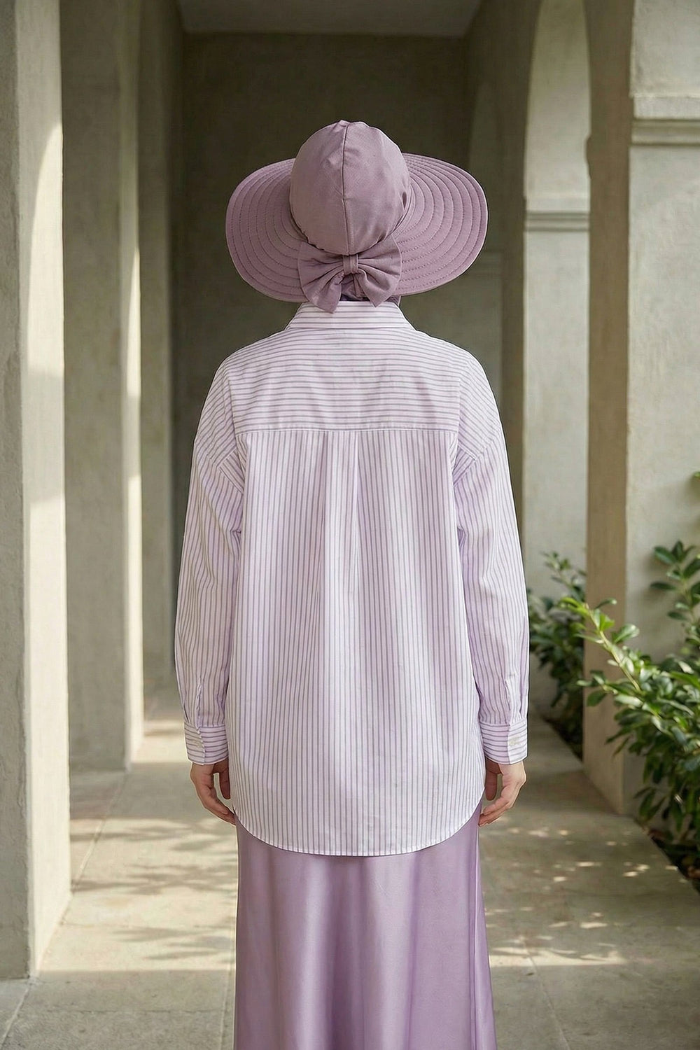 Modest Sun Protective Turban Bonnet with Removable Bow Brim for Women, 2-in-1 Hijab Ninja Cap with Removable Brim,S-5 Lilac