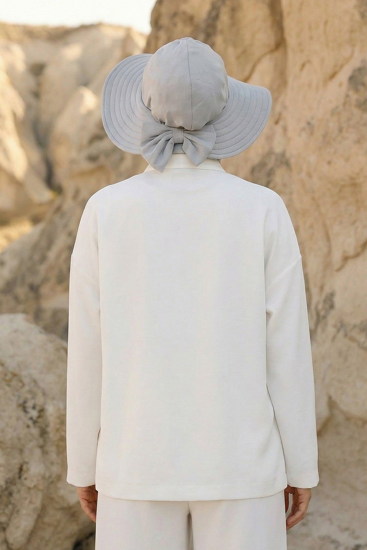 Modest Sun Protective Turban Bonnet with Removable Bow Brim for Women, 2-in-1 Hijab Ninja Cap with Removable Brim,S-5 Grey 2
