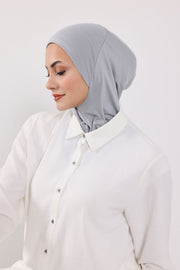 Modest Sun Protective Turban Bonnet with Removable Bow Brim for Women, 2-in-1 Hijab Ninja Cap with Removable Brim,S-5 Grey 2