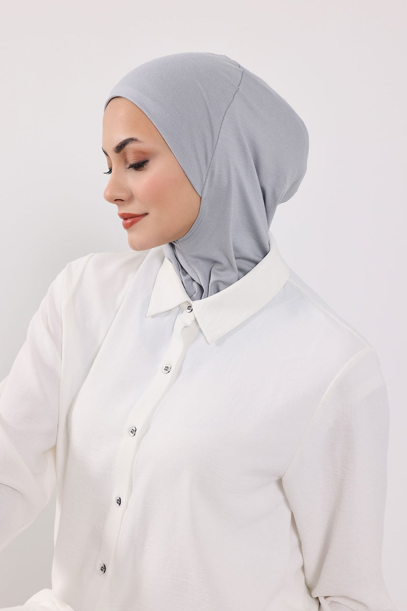 Modest Sun Protective Turban Bonnet with Removable Bow Brim for Women, 2-in-1 Hijab Ninja Cap with Removable Brim,S-5 Grey 2