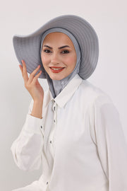 Modest Sun Protective Turban Bonnet with Removable Bow Brim for Women, 2-in-1 Hijab Ninja Cap with Removable Brim,S-5 Grey 2
