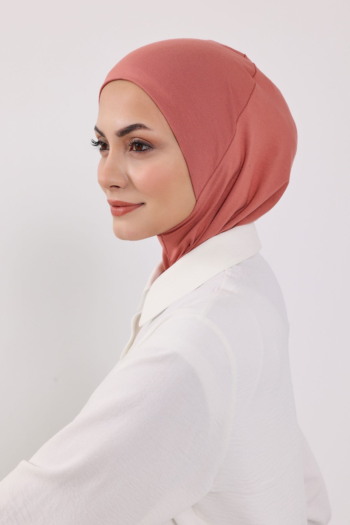 Modest Sun Protective Turban Bonnet with Removable Bow Brim for Women, 2-in-1 Hijab Ninja Cap with Removable Brim,S-5 Salmon