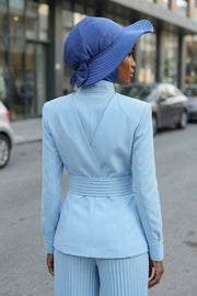 Modest Sun Protective Turban Bonnet with Removable Bow Brim for Women, 2-in-1 Hijab Ninja Cap with Removable Brim,S-5 İndigo