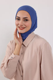 Modest Sun Protective Turban Bonnet with Removable Bow Brim for Women, 2-in-1 Hijab Ninja Cap with Removable Brim,S-5 İndigo