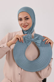 Modest Sun Protective Turban Bonnet with Removable Bow Brim for Women, 2-in-1 Hijab Ninja Cap with Removable Brim,S-5 Dark Mint