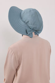 Modest Sun Protective Turban Bonnet with Removable Bow Brim for Women, 2-in-1 Hijab Ninja Cap with Removable Brim,S-5 Dark Mint