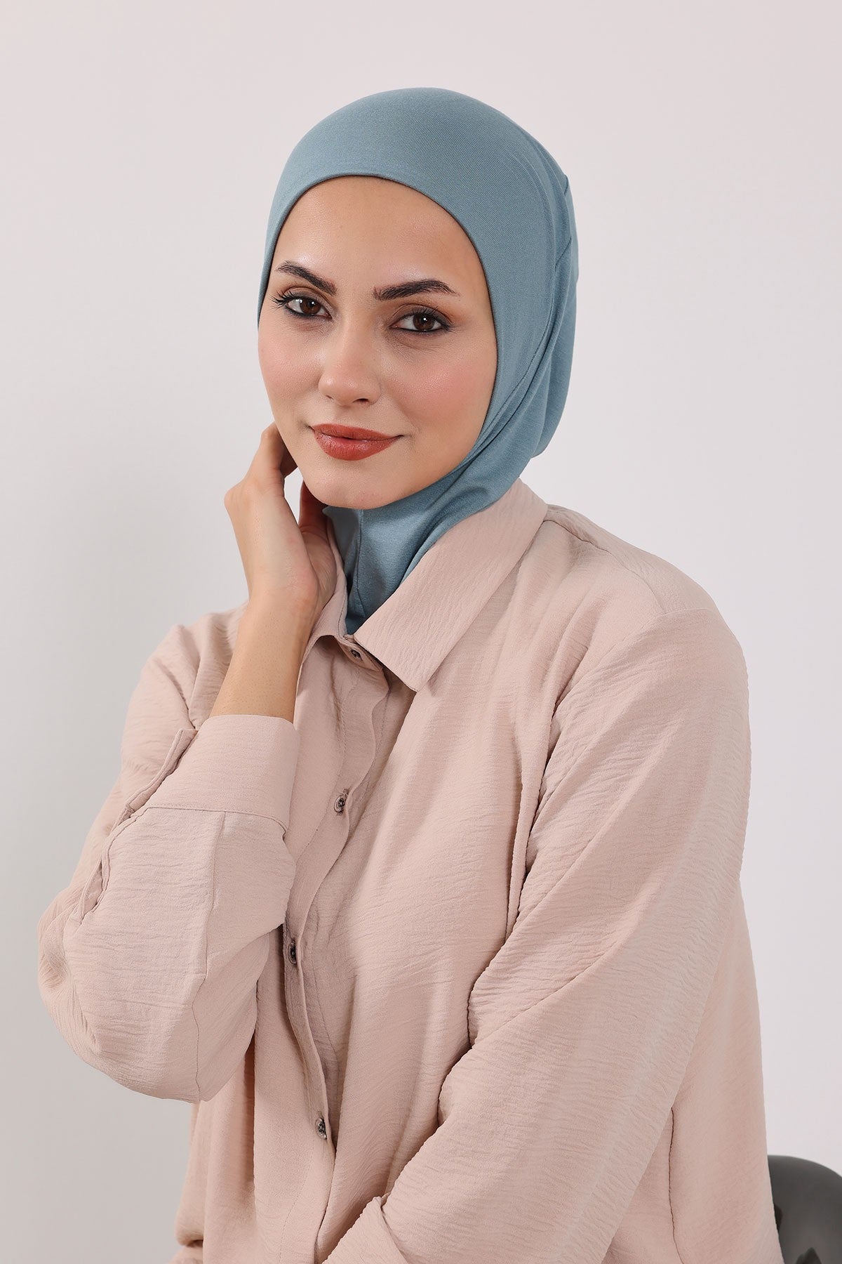 Modest Sun Protective Turban Bonnet with Removable Bow Brim for Women, 2-in-1 Hijab Ninja Cap with Removable Brim,S-5 Dark Mint