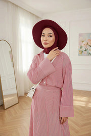 Modest Sun Protective Turban Bonnet with Removable Bow Brim for Women, 2-in-1 Hijab Ninja Cap with Removable Brim,S-5 Maroon