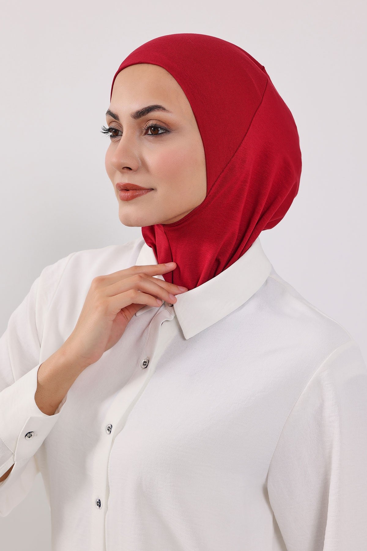 Modest Sun Protective Turban Bonnet with Removable Bow Brim for Women, 2-in-1 Hijab Ninja Cap with Removable Brim,S-5 Maroon