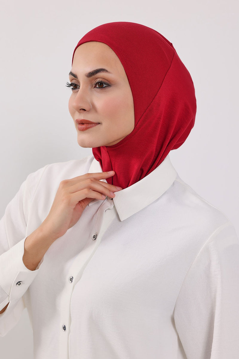 Modest Sun Protective Turban Bonnet with Removable Bow Brim for Women, 2-in-1 Hijab Ninja Cap with Removable Brim,S-5 Maroon