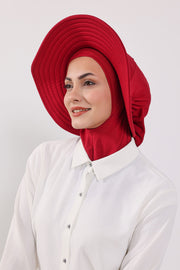 Modest Sun Protective Turban Bonnet with Removable Bow Brim for Women, 2-in-1 Hijab Ninja Cap with Removable Brim,S-5 Maroon