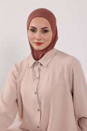 Modest Sun Protective Turban Bonnet with Removable Bow Brim for Women, 2-in-1 Hijab Ninja Cap with Removable Brim,S-5 Cinnamon