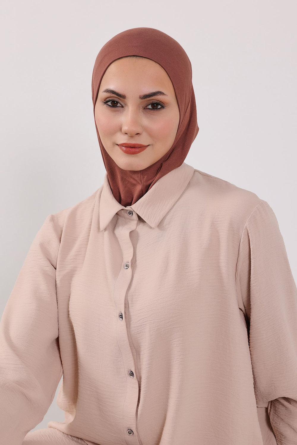 Modest Sun Protective Turban Bonnet with Removable Bow Brim for Women, 2-in-1 Hijab Ninja Cap with Removable Brim,S-5 Cinnamon