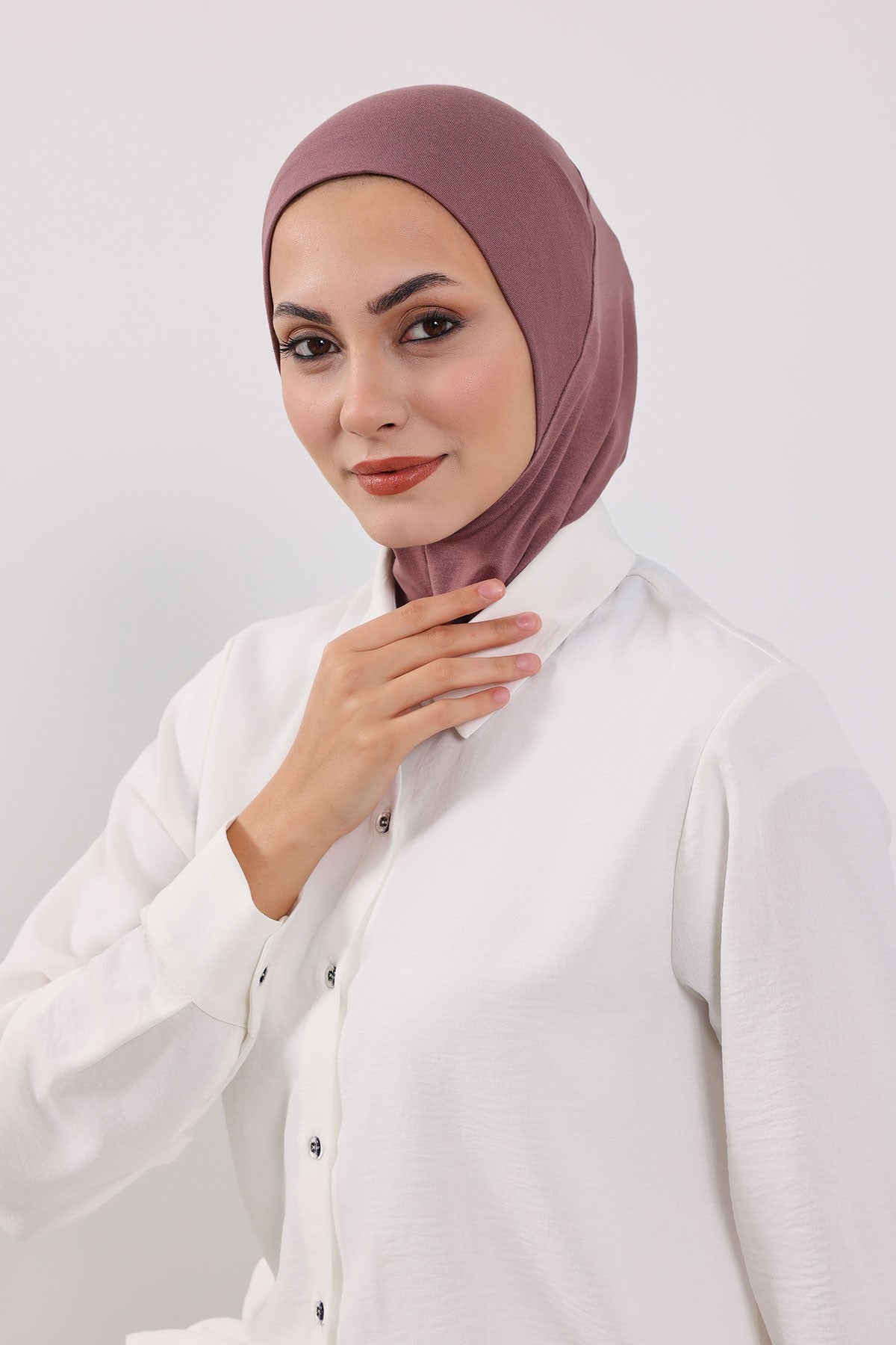 Modest Sun Protective Turban Bonnet with Removable Bow Brim for Women, 2-in-1 Hijab Ninja Cap with Removable Brim,S-5 Dusty Rose