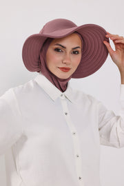 Modest Sun Protective Turban Bonnet with Removable Bow Brim for Women, 2-in-1 Hijab Ninja Cap with Removable Brim,S-5 Dusty Rose