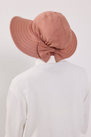 Modest Sun Protective Turban Bonnet with Removable Bow Brim for Women, 2-in-1 Hijab Ninja Cap with Removable Brim,S-5 Cappucino
