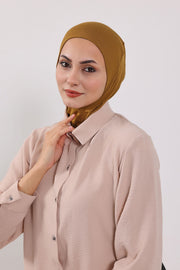 Modest Sun Protective Turban Bonnet with Removable Bow Brim for Women, 2-in-1 Hijab Ninja Cap with Removable Brim,S-5 Dark Mustard