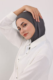 Modest Sun Protective Turban Bonnet with Removable Bow Brim for Women, 2-in-1 Hijab Ninja Cap with Removable Brim,S-5 Anthracite