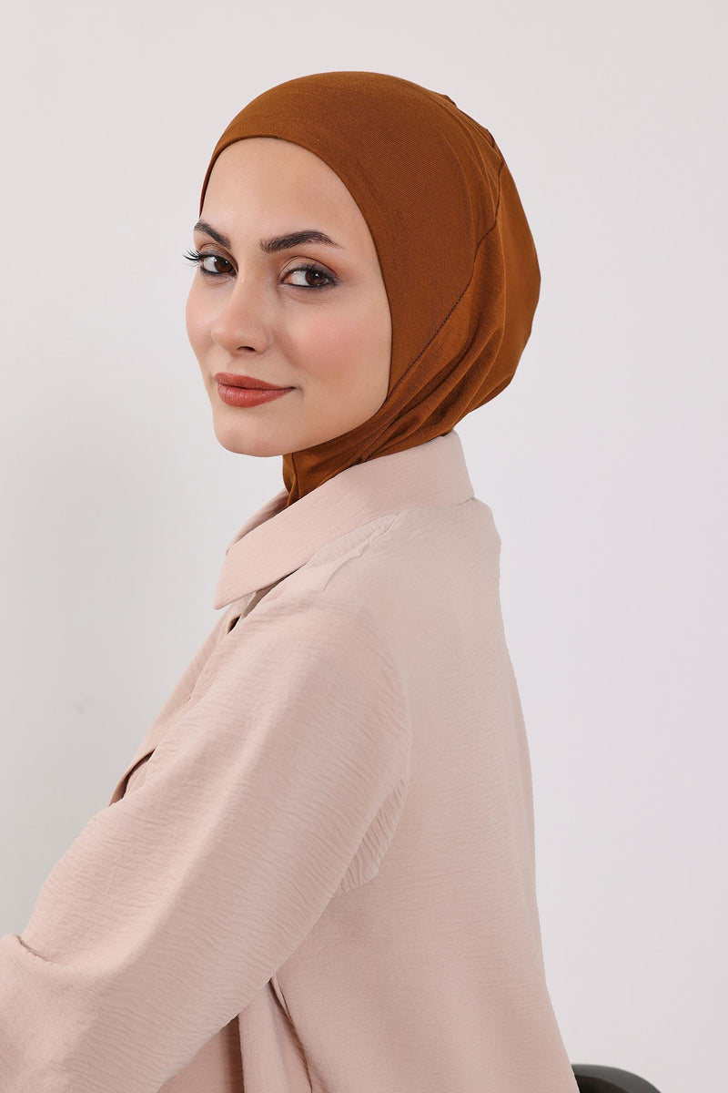 Modest Sun Protective Turban Bonnet with Removable Bow Brim for Women, 2-in-1 Hijab Ninja Cap with Removable Brim,S-5 Tile Red