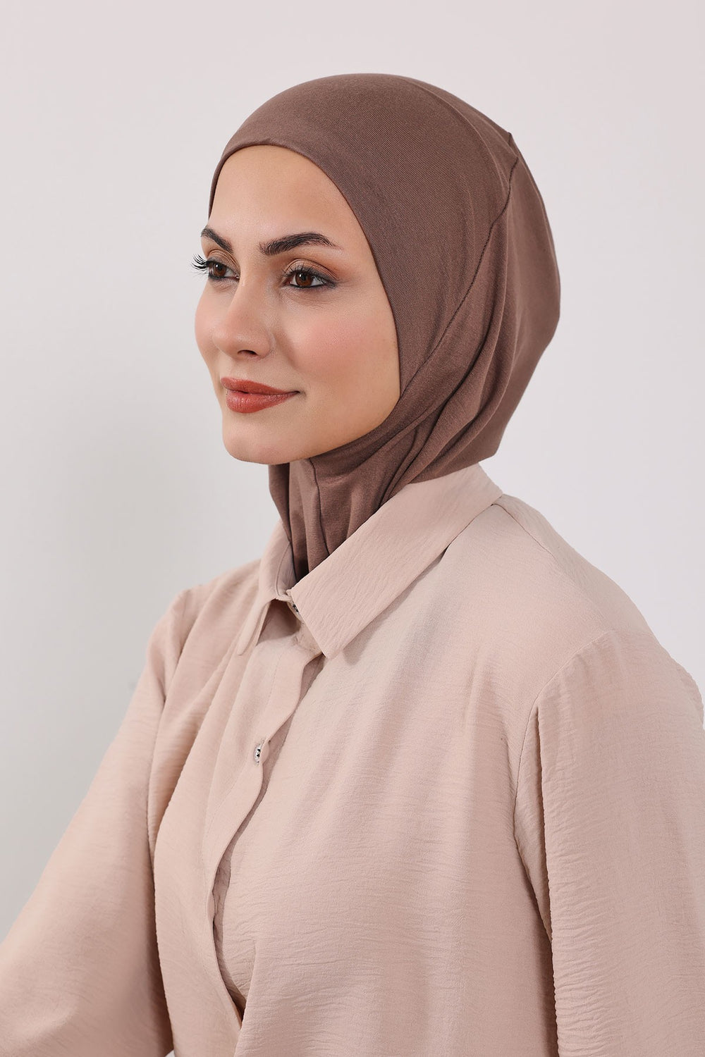 Modest Sun Protective Turban Bonnet with Removable Bow Brim for Women, 2-in-1 Hijab Ninja Cap with Removable Brim,S-5 Chocolate