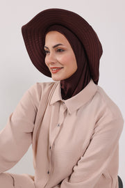 Modest Sun Protective Turban Bonnet with Removable Bow Brim for Women, 2-in-1 Hijab Ninja Cap with Removable Brim,S-5 Brown