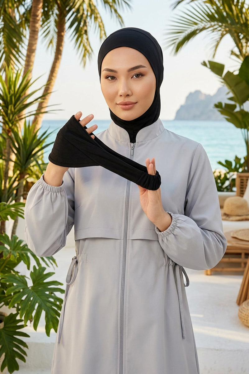 Modest Swim Turban with Detachable Visor, Quick Dry Ninja Cap for Women, Salt-Resistant Sea Bonnet Hijab,B-82SN
