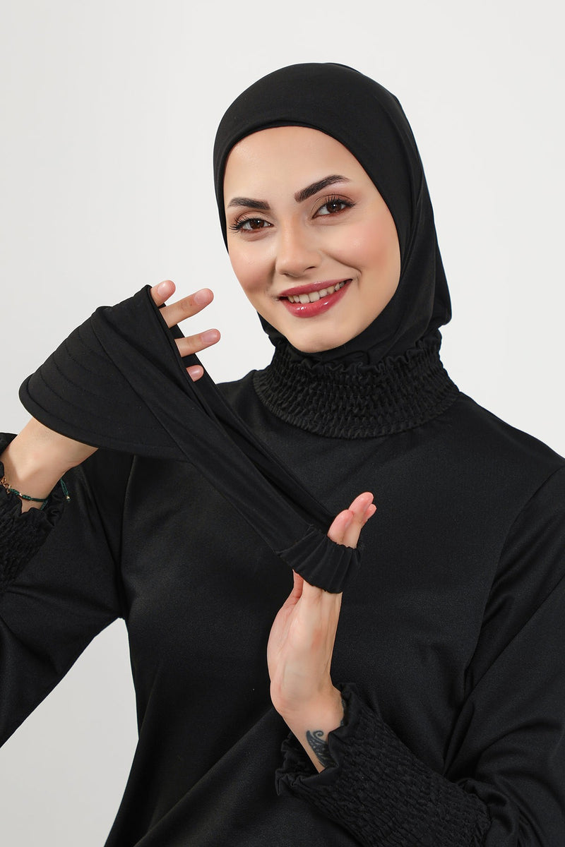 Modest Swim Turban with Detachable Visor, Quick Dry Ninja Cap for Women, Salt-Resistant Sea Bonnet Hijab,B-82SN