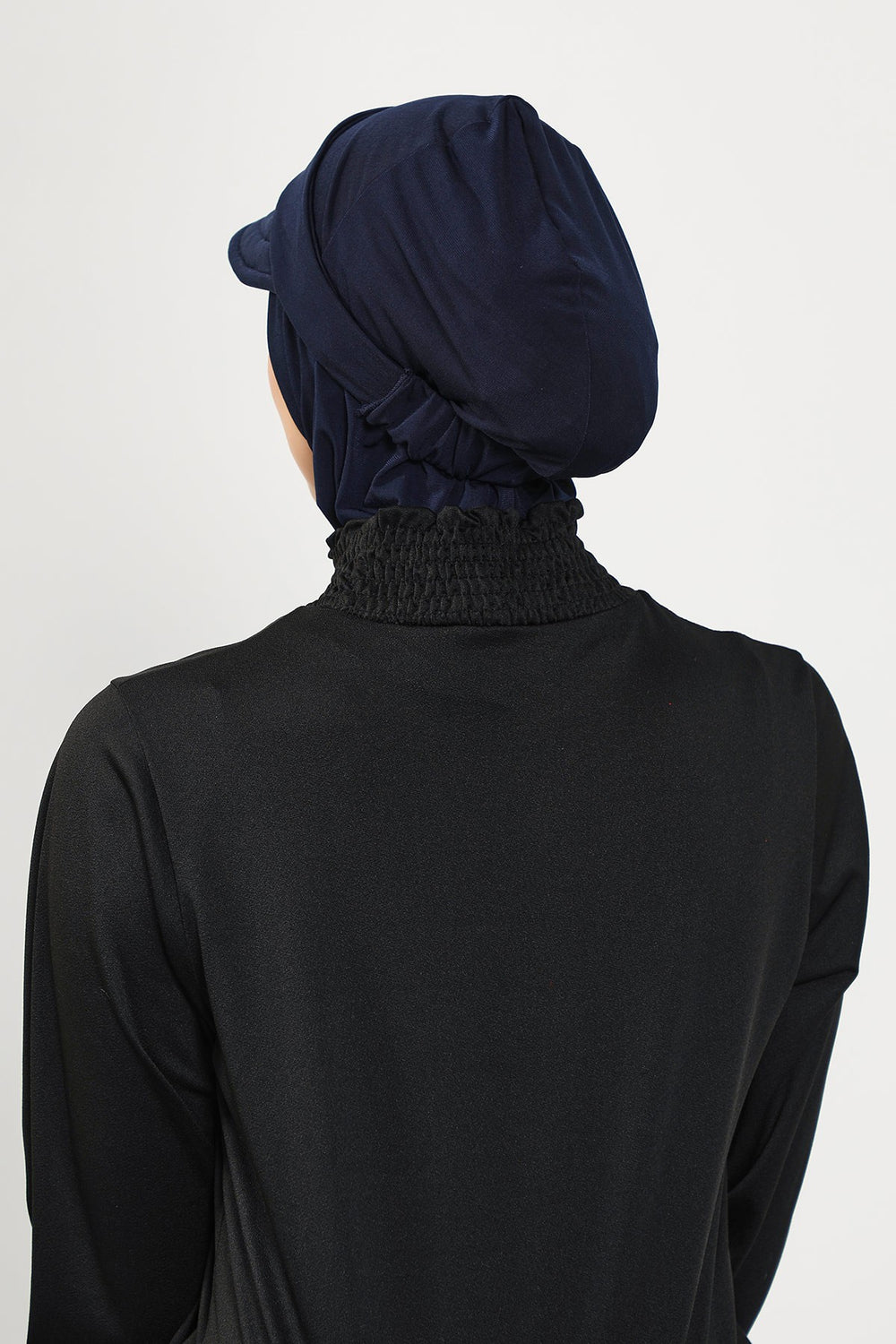 Modest Swim Turban with Detachable Visor, Quick Dry Ninja Cap for Women, Salt-Resistant Sea Bonnet Hijab,B-82SN Navy Blue