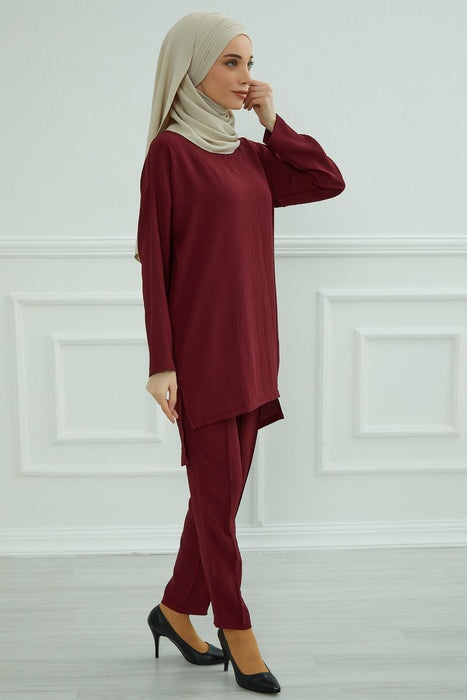 Modest Tunic Top and Pants Set, Long Sleeve Aerobin Tunic Pant Set, Full Cover Lightweight Modest Tunic Tops and Pants,TK-5