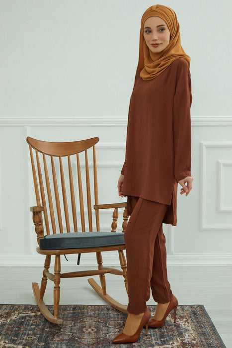 Modest Tunic Top and Pants Set, Long Sleeve Aerobin Tunic Pant Set, Full Cover Lightweight Modest Tunic Tops and Pants,TK-5