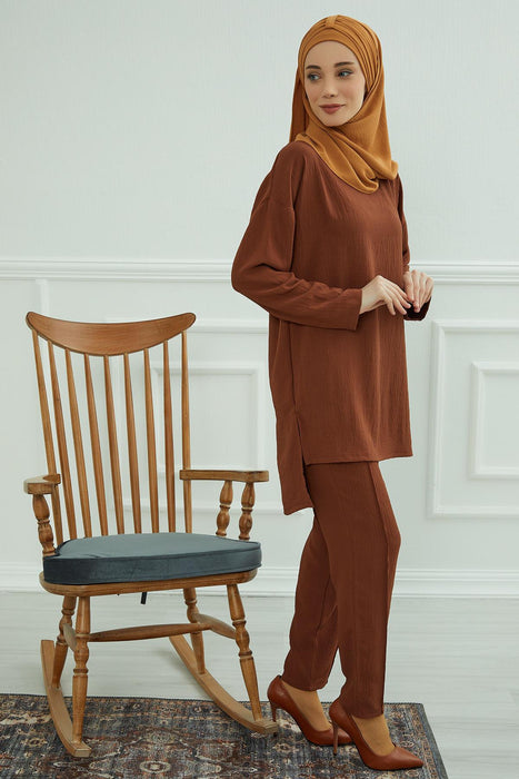 Modest Tunic Top and Pants Set, Long Sleeve Aerobin Tunic Pant Set, Full Cover Lightweight Modest Tunic Tops and Pants,TK-5