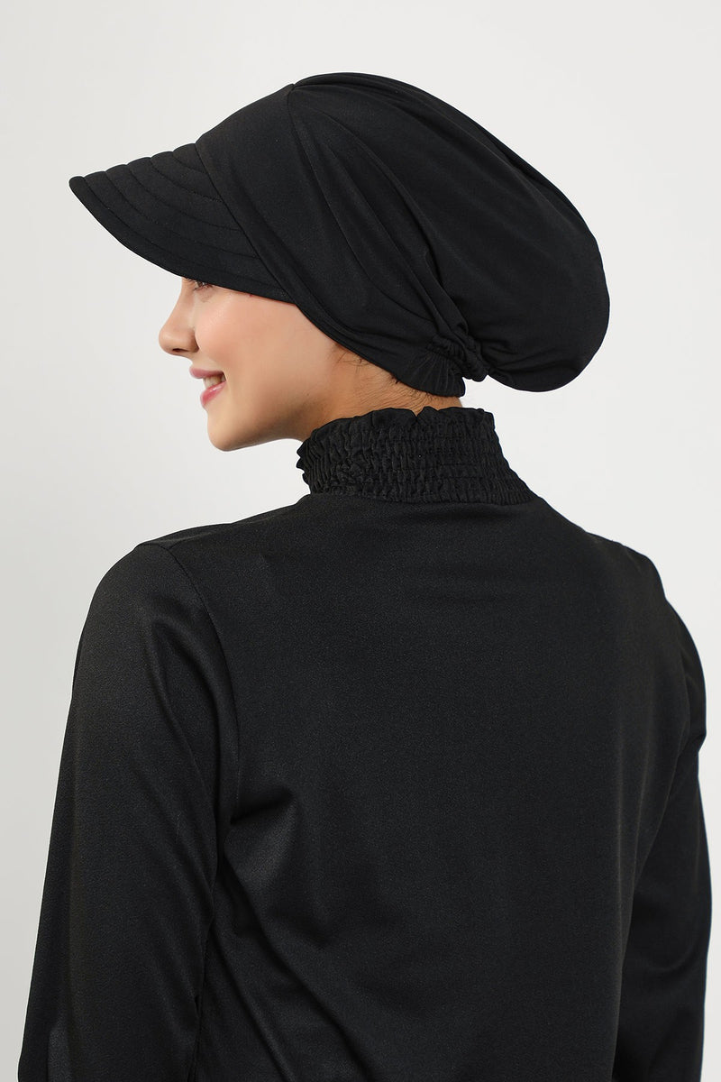 Modest Visor Turban Hat for Women, Quick Dry Swim-Friendly Hijab Cap, Lightweight Modest Beach Hat,B-73SN