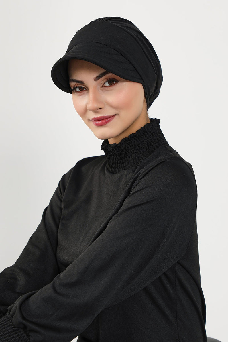 Modest Visor Turban Hat for Women, Quick Dry Swim-Friendly Hijab Cap, Lightweight Modest Beach Hat,B-73SN