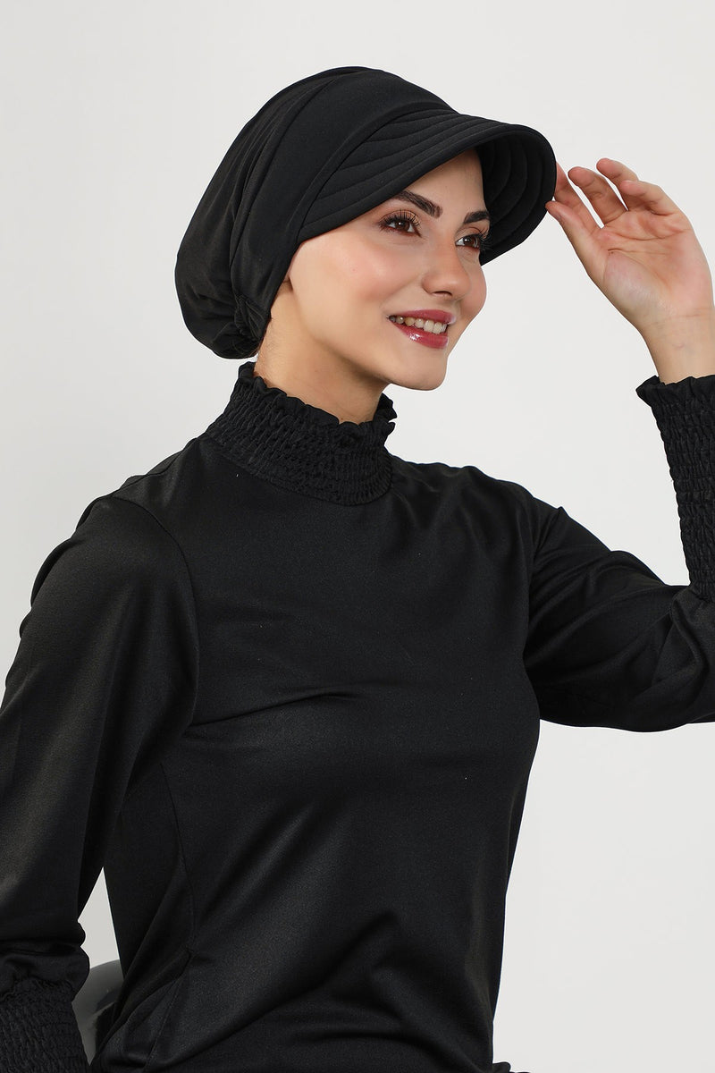 Modest Visor Turban Hat for Women, Quick Dry Swim-Friendly Hijab Cap, Lightweight Modest Beach Hat,B-73SN