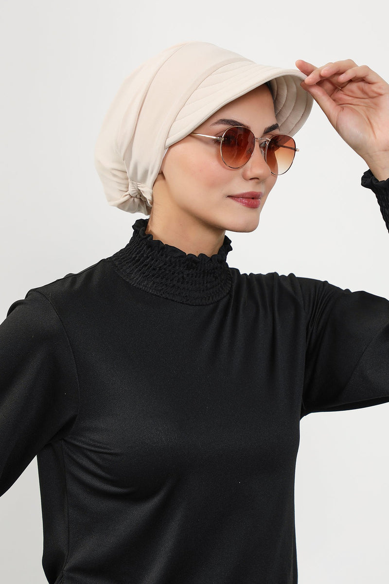 Modest Visor Turban Hat for Women, Quick Dry Swim-Friendly Hijab Cap, Lightweight Modest Beach Hat,B-73SN