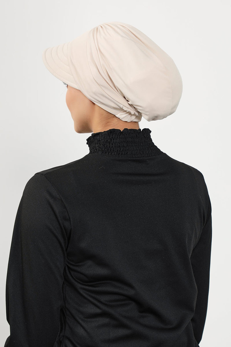 Modest Visor Turban Hat for Women, Quick Dry Swim-Friendly Hijab Cap, Lightweight Modest Beach Hat,B-73SN